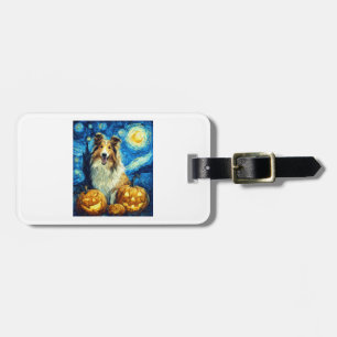 Süßer Rough Collie Hund Halloween Jack O Lantern K Gepäckanhänger
