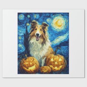 Süßer Rough Collie Hund Halloween Jack O Lantern K Geschenkpapier