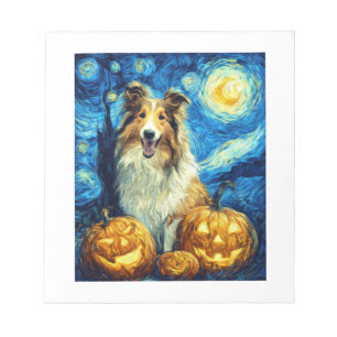 Süßer Rough Collie Hund Halloween Jack O Lantern K Notizblock