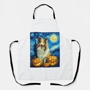 Süßer Rough Collie Hund Halloween Jack O Lantern K Schürze