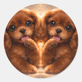 Süßer Ruby Cavalier Spaniel Runder Aufkleber
