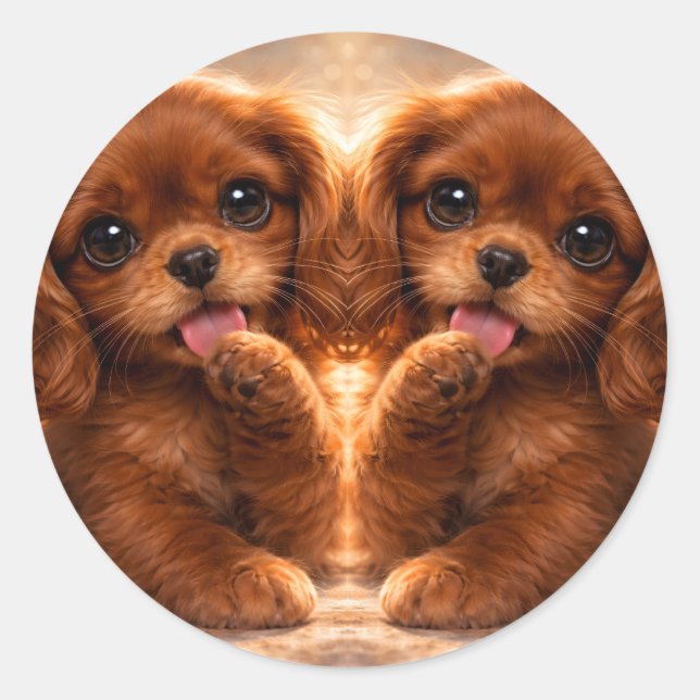Süßer Ruby Cavalier Spaniel Runder Aufkleber (Vorderseite)
