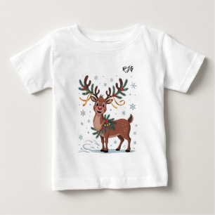 Süßer Rudolph mit goldenen Akzenten Initialen Baby T-shirt
