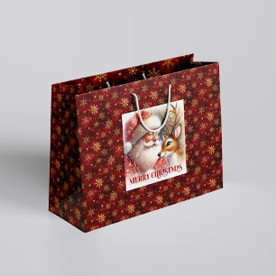 Süßer Rudolph und Santa Cartoon Weihnachten Kinder Große Geschenktüte