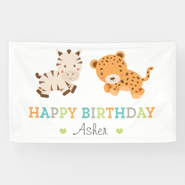 Süßer Safari-Geburtstag Banner (Horizontal)