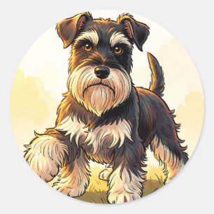 Süßer Salz-und-Pfeffer-Schnauzer-Welpe  Runder Aufkleber