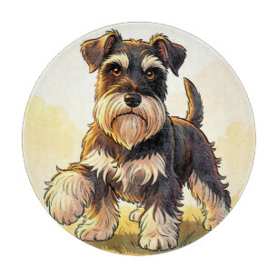 Süßer Salz-und-Pfeffer-Schnauzer-Welpe  Schneidebrett