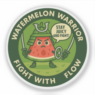 Süßer Samurai-Wassermelonen-Japanisches Thema-Kuns Aufkleber
