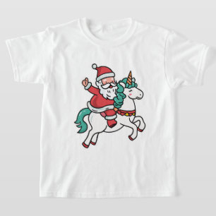 Süßer Santa auf einem Einhorn – Lieblich T-Shirt