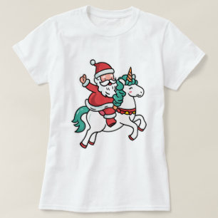 Süßer Santa auf einem Einhorn – Lieblich T-Shirt