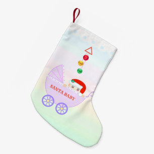 Süßer Santa-Baby auf Pastellfarben Kleiner Weihnachtsstrumpf