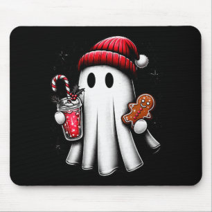 Süßer Santa-Geist trinkt Kaffee Eis-Kaffee Christ Mousepad