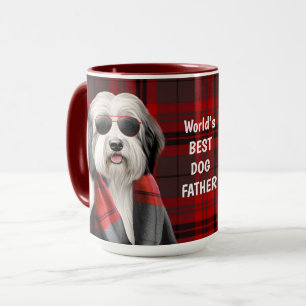 Süßer Schäferhund mit Schal und rotem Karo Lustig Tasse