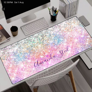 Süßer schillernder Einhorn rosa Glitter Schreibtischunterlage