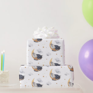 Süßer schlafender Dachs auf dem Mond Kinder Weiß Geschenkpapier