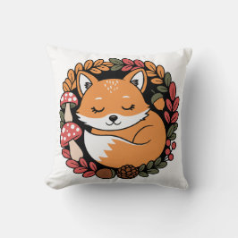 Süßer schlafender Fuchs im Herbstkranz Waldtier Kissen