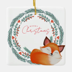 Süßer Schlafender Fuchs Weihnachten Keramikornament