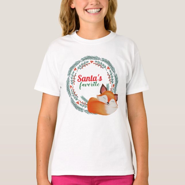 Süßer Schlafender Fuchs Weihnachten T-Shirt (Vorderseite)