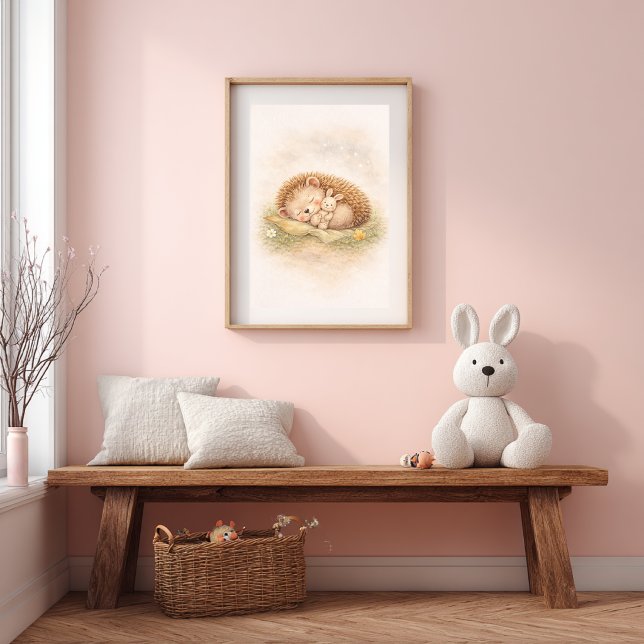 Süßer schlafender Igel Neutrales Kinderzimmer Poster (Von Creator hochgeladen)