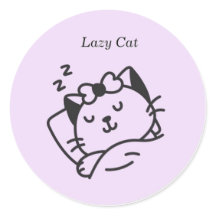 Süßer schlafender Katzen-Lila-Aufkleber.