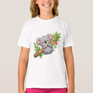 Süßer schlafender Koala auf Eukalyptusast Kawaii  T-Shirt