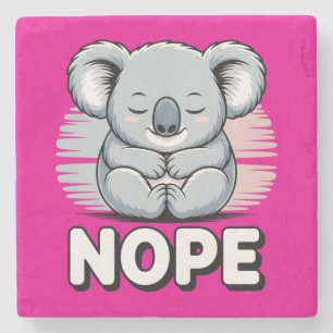 Süßer schlafender Koala “Nein” Lustige Cartoon Steinuntersetzer