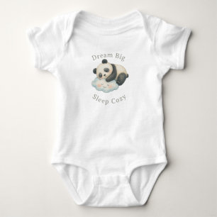 Süßer schlafender Panda auf Wolken-Wasserfarbe Baby Strampler