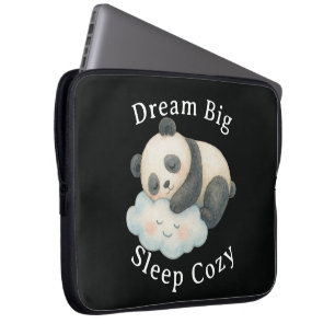 Süßer schlafender Panda auf Wolken-Wasserfarbe Laptopschutzhülle