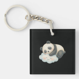 Süßer schlafender Panda auf Wolken-Wasserfarbe Schlüsselanhänger