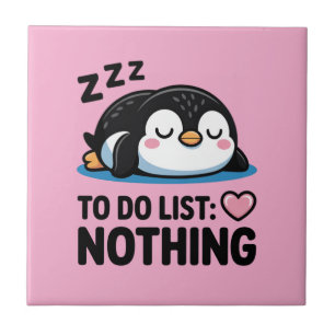 süßer schlafender Pinguin, To-Do-Liste nichts Fliese