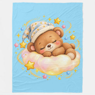 Süßer schlafender Teddybär Glänzende Babydecke Fleecedecke