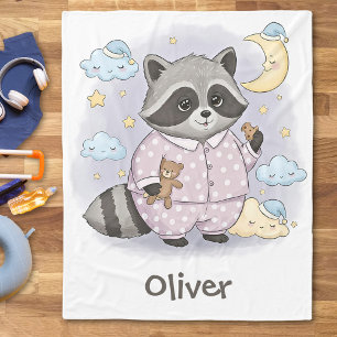 Süßer schlafender Waschbär mit Pyjama Fleecedecke