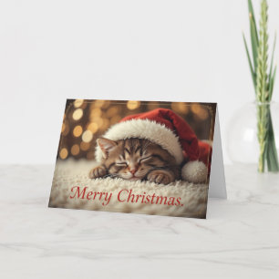 Süßer schlafender Weihnachtsmann-Katz-Cozy-Christm Karte