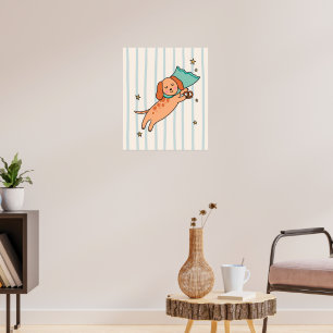 Süßer schlafender Welpe mit Brezel Kinderzimmer Po Poster
