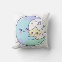 Süßer Schlafmond und Stern Kawaii Babyzimmer Kisse