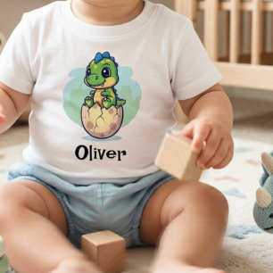 Süßer schlüpfender Baby-Dinosaurier Baby T-shirt