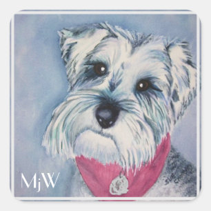 Süßer Schnauzer Quadratischer Aufkleber