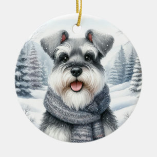 Süßer Schnauzer Winter Wonderland Weihnachten Keramik Ornament