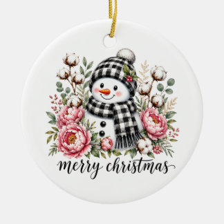 Süßer Schneemann Frohe Weihnachten Keramik Ornament