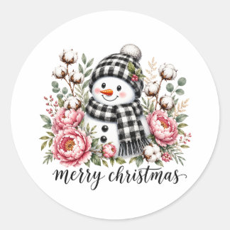 Süßer Schneemann Frohe Weihnachten Runder Aufkleber
