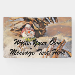 Süßer Schneemann in Schnee Aquarellmalerei Banner
