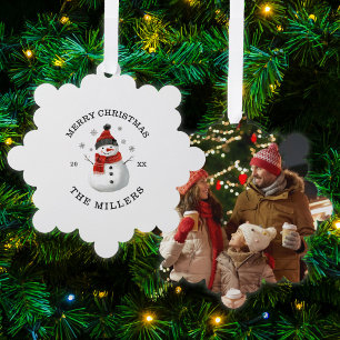 Süßer Schneemann, individuelles Weihnachtsfoto-And Ornament Karte