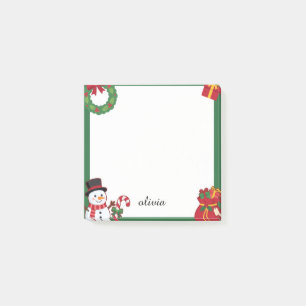 Süßer Schneemann & Kranz Weihnachten Post-it Klebezettel