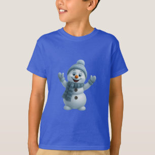 Süßer Schneemann mit blauem Schal – Anbetungswürdi T-Shirt