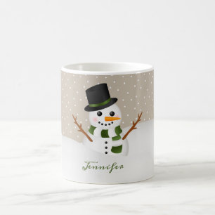 Süßer Schneemann mit individuellem Namen Weihnacht Kaffeetasse