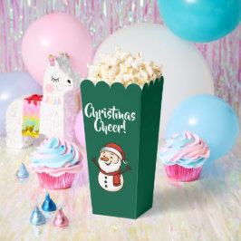 Süßer Schneemann mit rotem Schal und Weihnachtsman Geschenkschachtel