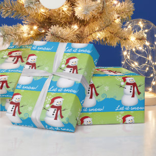 Süßer Schneemann mit Santa Hut Geschenkpapier