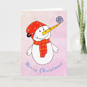 Süßer Schneemann mit Schneeflocken-Kindern Weihnac Feiertagskarte