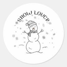 Süßer Schneemann mit SNOW LOVER Text und Schneeflo