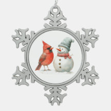 Süßer Schneemann mit Vogel Winter Weihnachtsszene